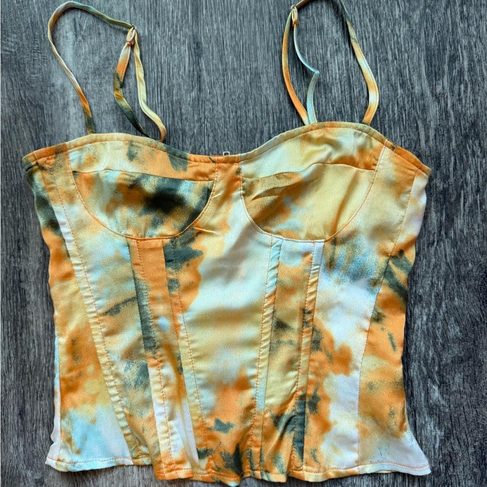 Tie-Dye Corset Top - Orange and Green